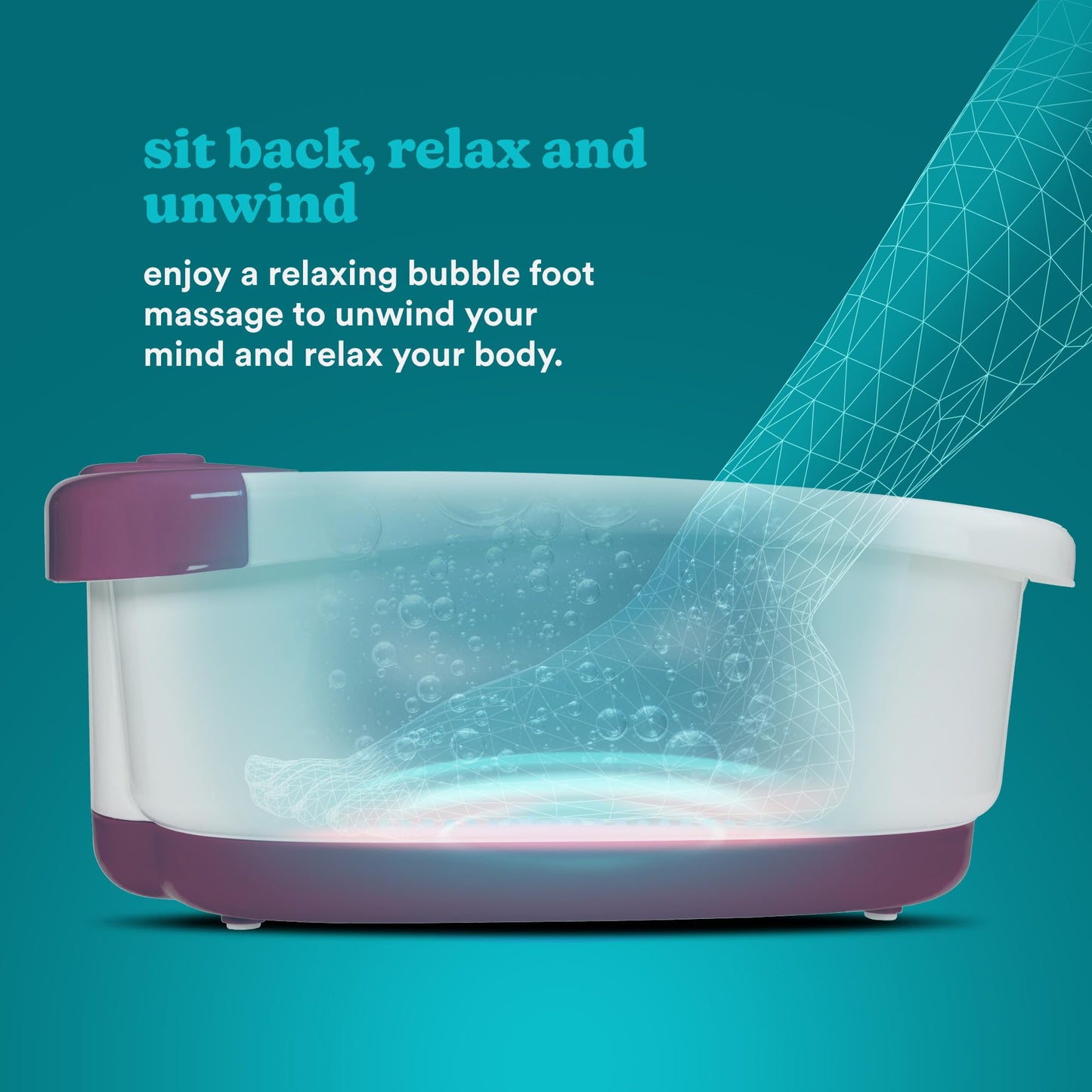 HoMedics Bubblemate Foot Spa and Massager with Keep Warm Function, Soothing Soak Massage Nodes, Bubble Turbo Strip, Pedicure Pumice Stone
