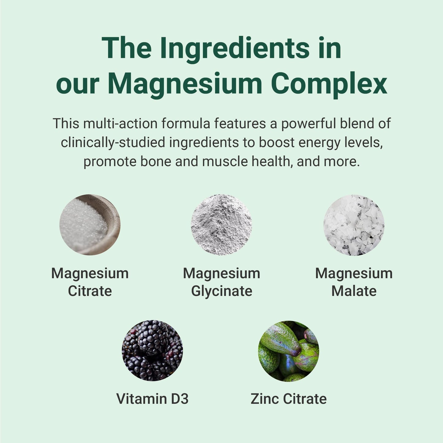 Hey Nutrition Magnesium Complex High Strength 205mg Supplement - Zinc, Vitamin D3 - Muscle & Bone Health, Nerve Function & Energy Support - UK Manufactured - Non-GMO - 60 Vegetarian Capsules