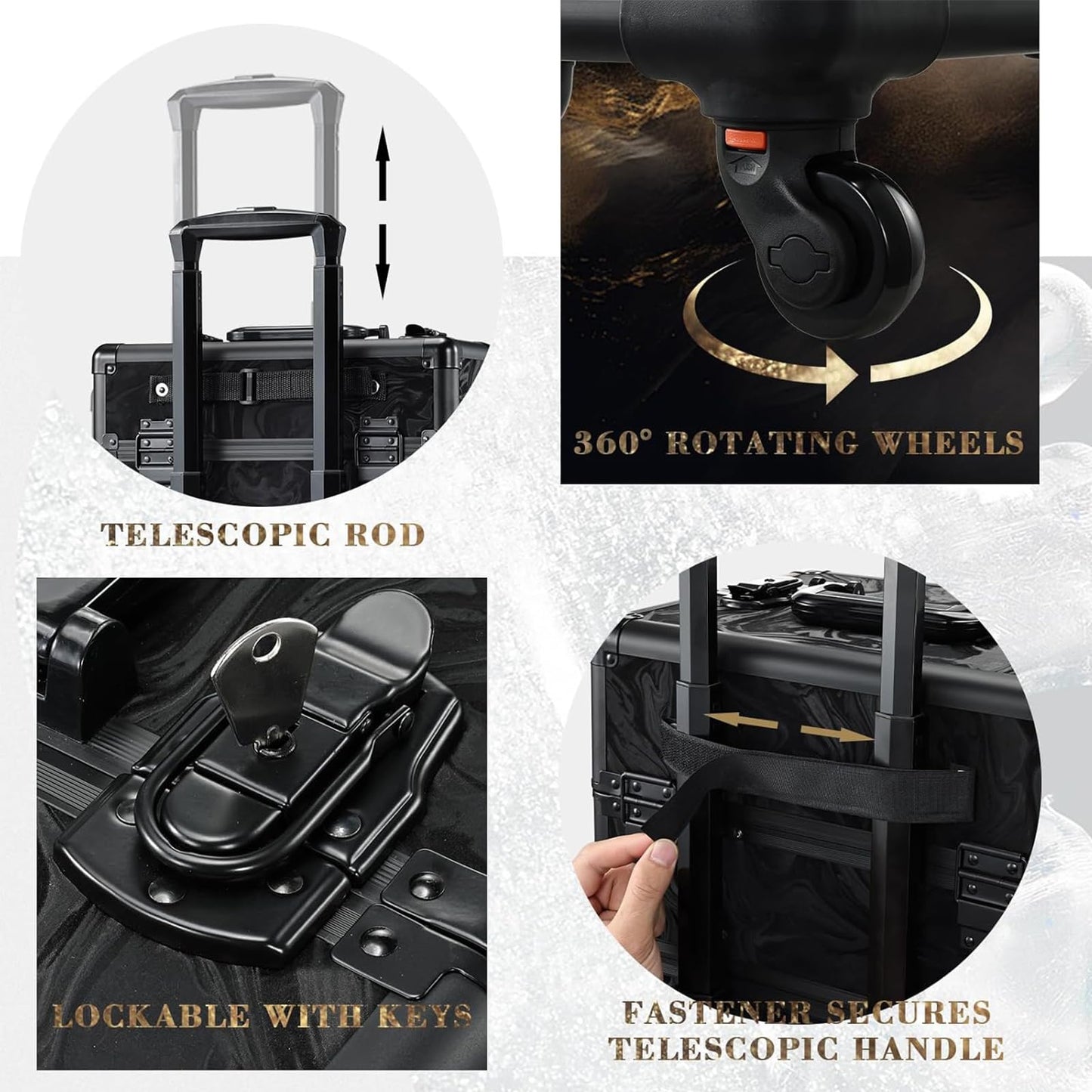 Stagiant 4-in-1 Makeup Trolley Vanity Case – Alpine Black