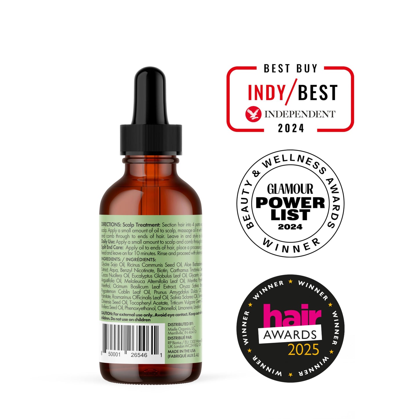 Mielle Rosemary Mint Scalp & Hair Strengthening Oil for All Hair Types, Biotin Infused, 59 ml (Pack of 1)