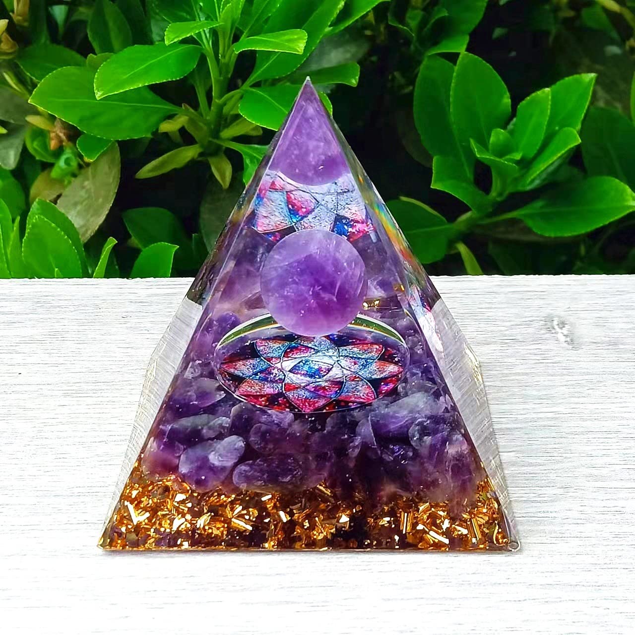 ycyingcheng Pyramid Ogan Crystal Energy Tower Nature Reiki Chakra Crushed Stone, Negative Energy Remover Blessing Home Office Ornaments, Healing Crystal Boost Immune System Meditation, 6cm
