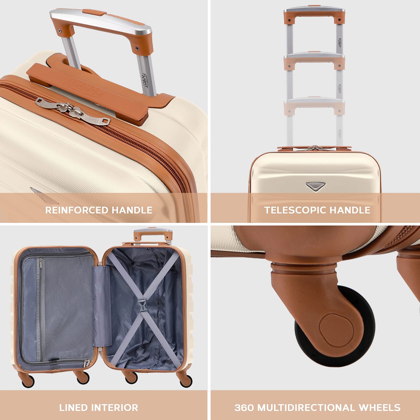 Flight Knight Set of 2 Premium Suitcases - Extra Stong Lightweight Luggage - Hardcase Suitcases with 4 Wheels & Built in Lock - (Set of 2 S+L)