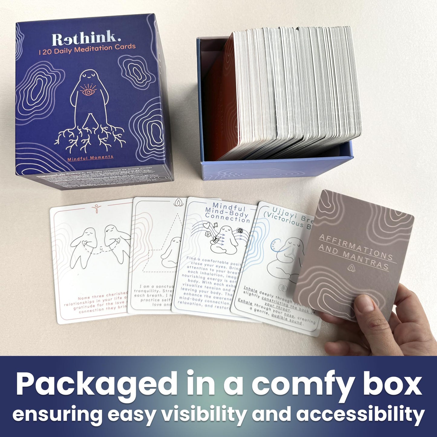 Quokka Meditation Cards - 120 Cards for Adults - Anxiety Relief Items Affirmation for Mental Health - Calming Self Care for Women - Perfect Mindfulness Gift for Adult
