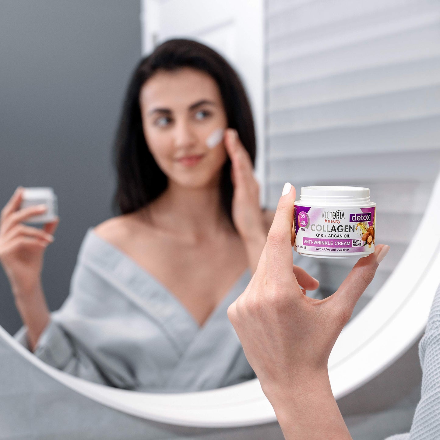 Victoria Beauty Face Cream for Mature Skin (Age 40-55) - Day and Night Anti Aging Anti Wrinkle Moisturiser with Collagen, Q10 and Argan Oil - UVA/UVB Filter, 50ml