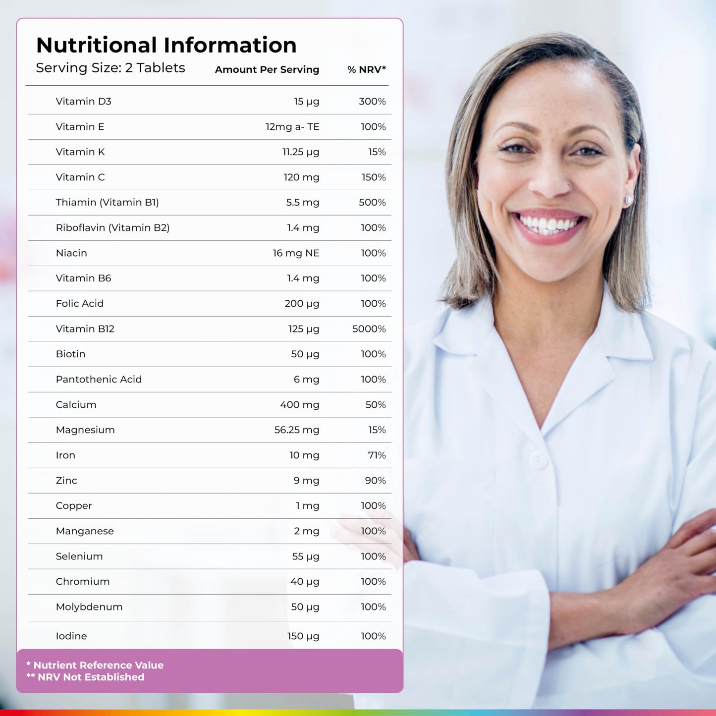 Health & Her Multivitamin Support After Menopause for Women 55+ - Supplements for Women - Nutrition and Wellbeing Support - 1 Month Supply, 60 Tablets - Vegan & Gluten Free