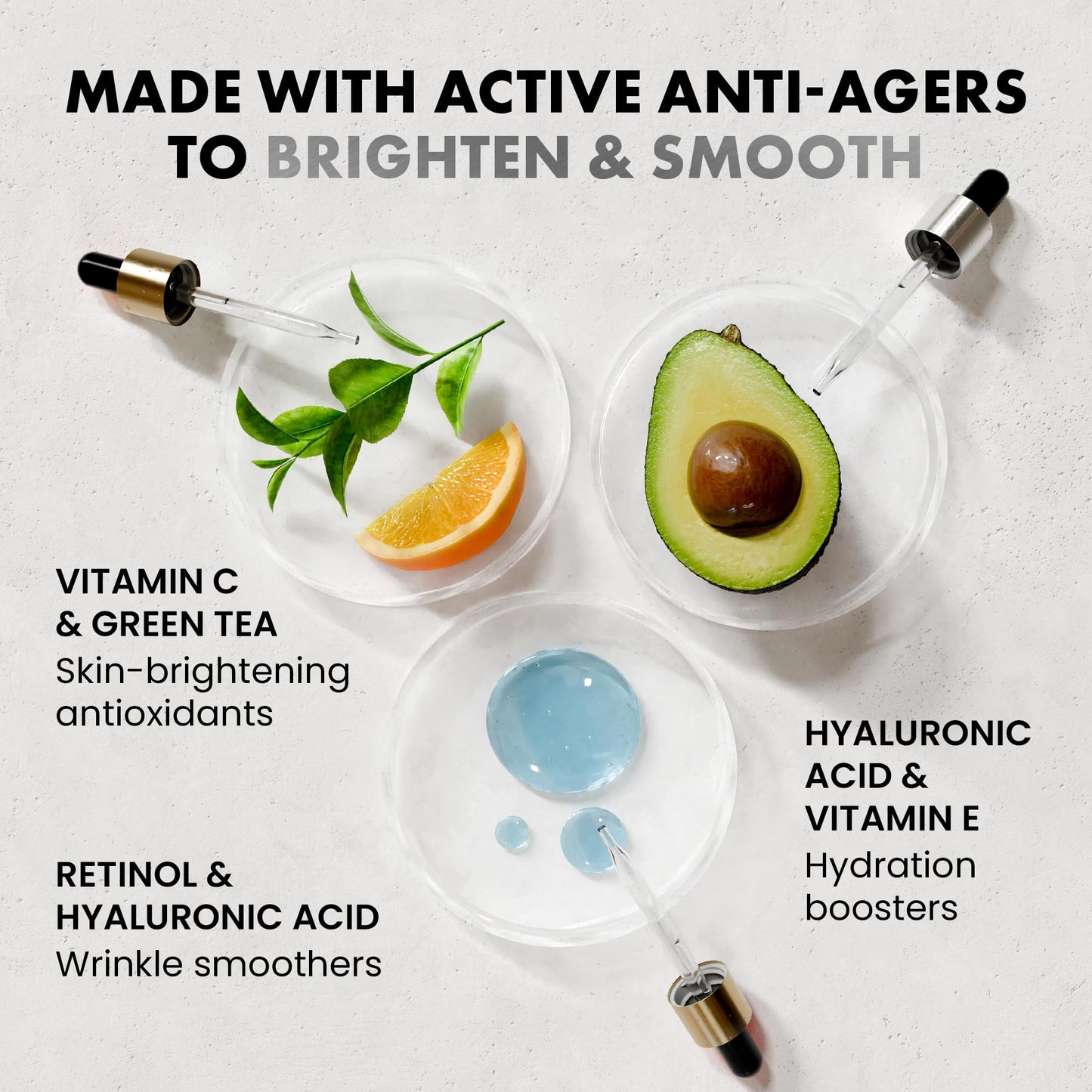 Eclat Skincare Face Serum Set – Vitamin C, Retinol & Hyaluronic Acid (3-Pack)