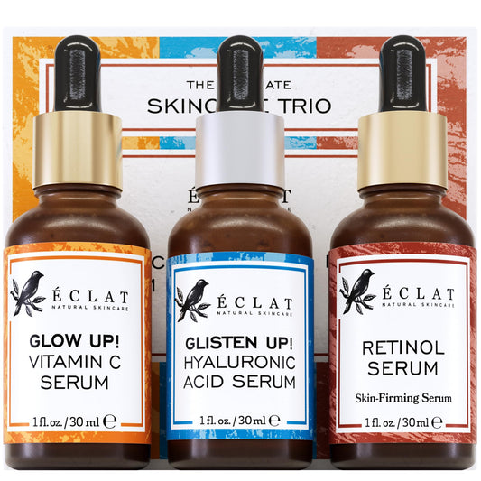Eclat Skincare Face Serum Set – Vitamin C, Retinol & Hyaluronic Acid (3-Pack)