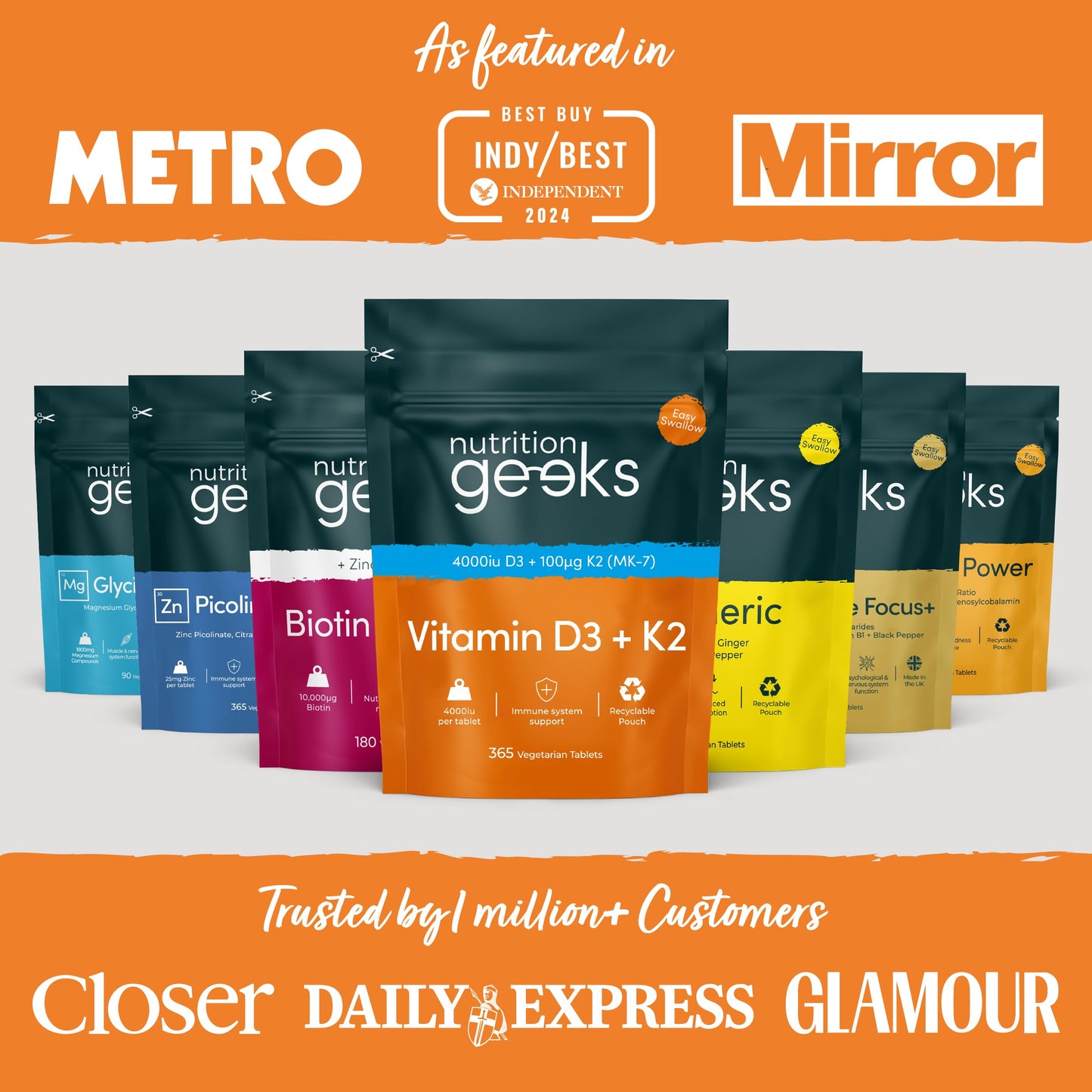 Vitamin D3 4000 IU & K2 MK-7 100µg – 365 Tablets | TRYTLION