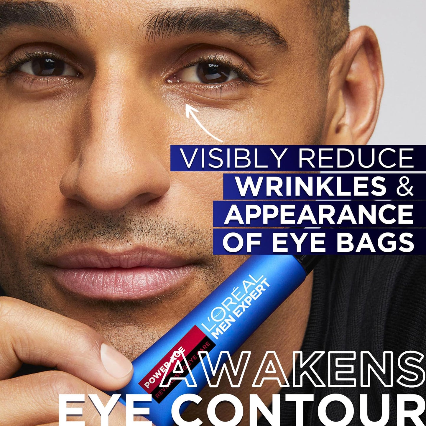 L'Oréal Men Expert Men's Eye Cream, Hyaluronic Acid Eye Care for Ageing, For Dry & Dull Skin, Power Age, 15ml