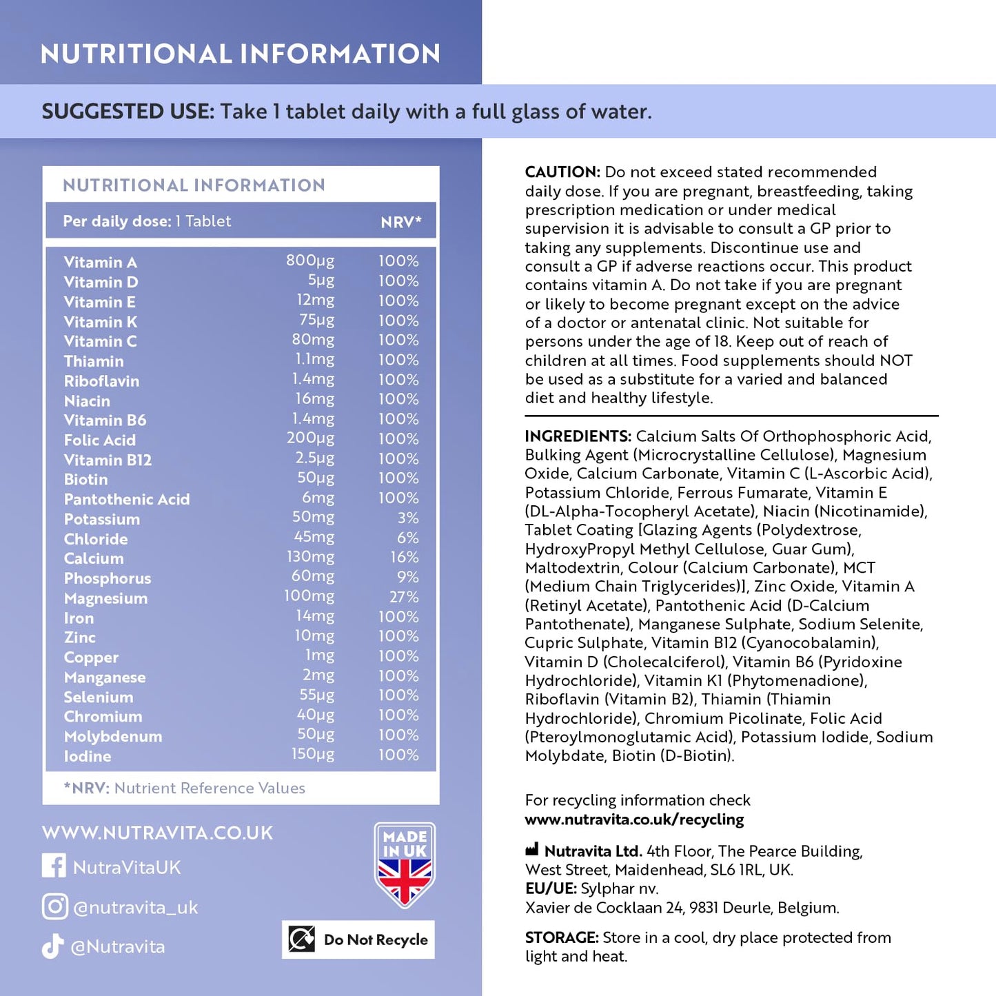 Nutravita Multivitamin 26 Essentials – 1-a-Day UK | TRYTLION