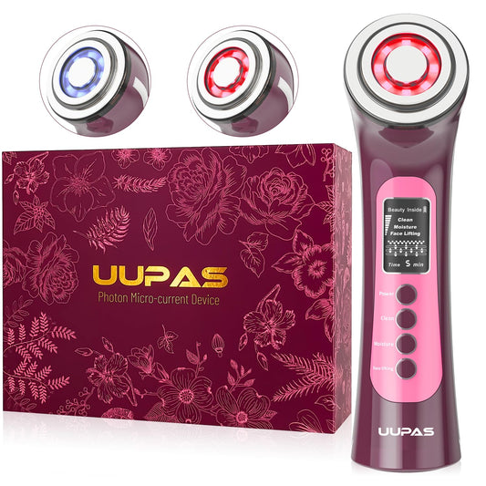Smart Photon Micro-Current Device - UUPAS LED Red Blue Light Therapy Wand Device for Face - Radio Frequency and EMS Microcurrent Facial Machine - Skin Tightening，Lifting，Anti Aging Facial Massager