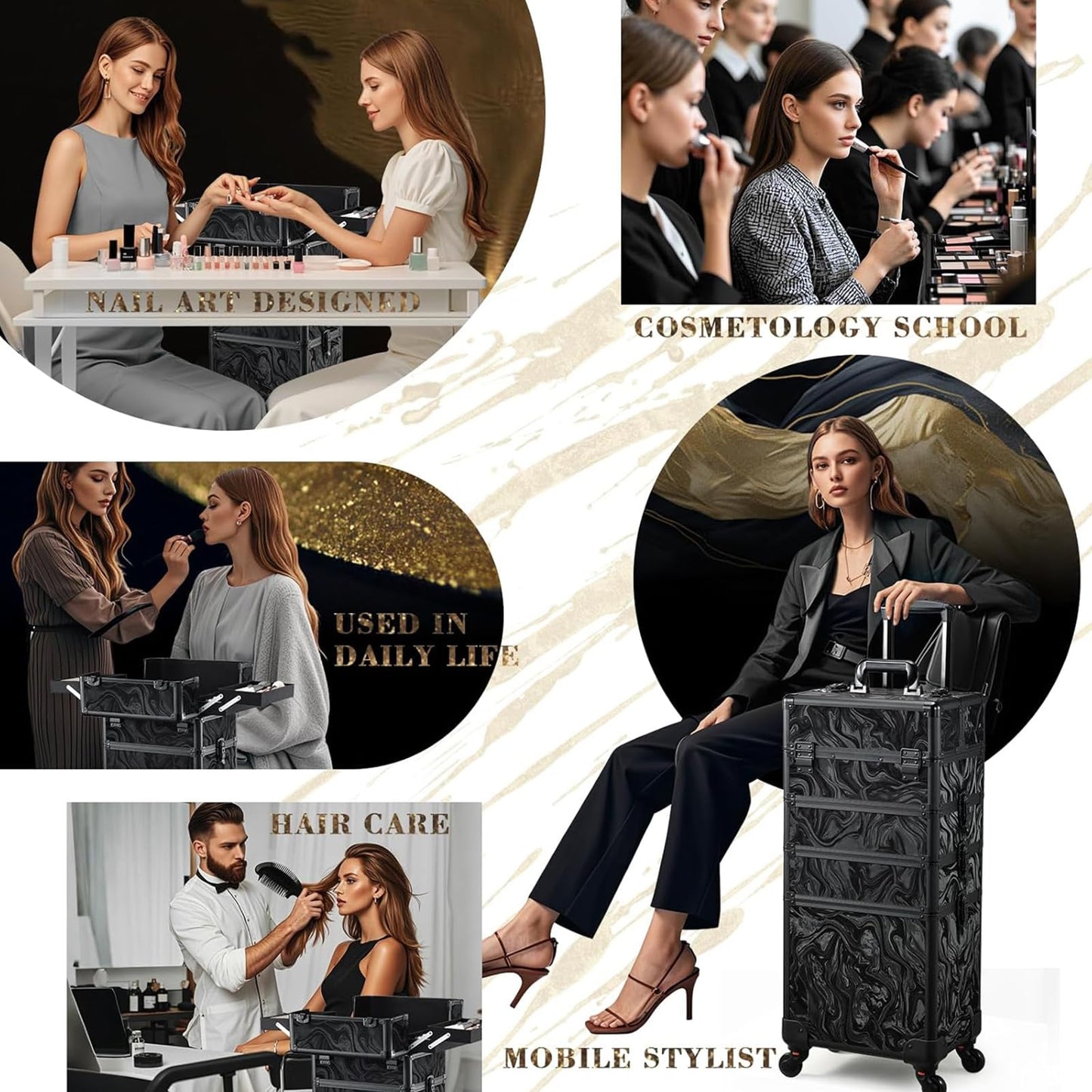 Stagiant 4-in-1 Makeup Trolley Vanity Case – Alpine Black