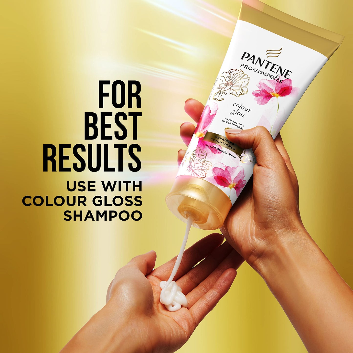 Pantene Colour Shampoo And Conditioner Set + Leave-In Conditioner Spray With Biotin and Niacinamide, Transform Damaged Coloured Hair From Dull To Glossy In 1 Use, 400/275 / 145ml