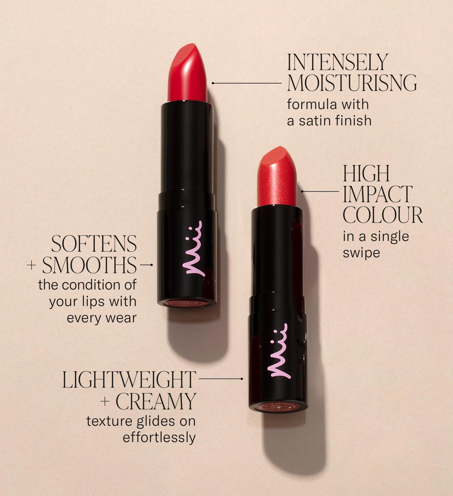 Mii Cosmetics Moisturising Lip Lover Long Lasting Plump Lipstick, Smile 02