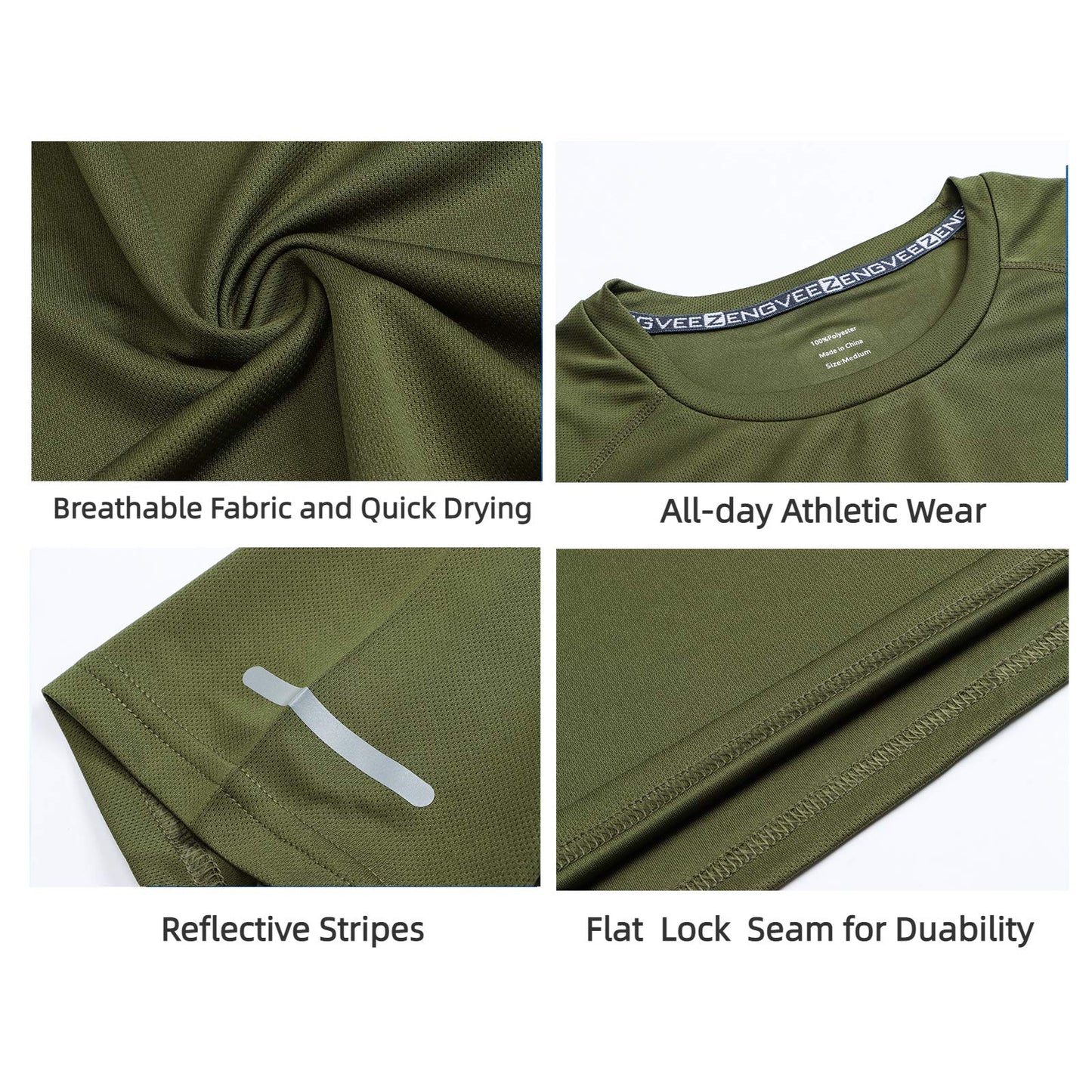 HUAKANG 3Pack Sport Shirts Men Short Sleeve Quick Dry T-Shirt Running Tops for Men Workout Jogging Fitness Gym Top(520 Black Grey Green-2XL)