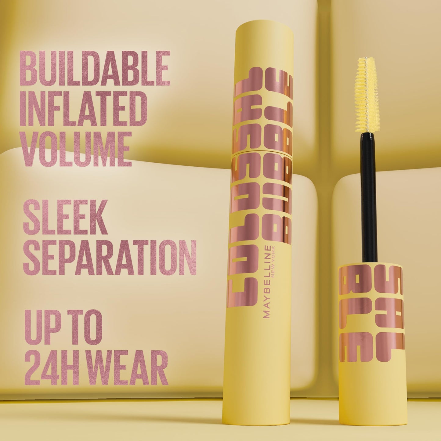 Maybelline New York Colossal Bubble Mascara, buildable & lightweight formula, with an inflator comb brush for separated & sleek lashes (Shade: Very Black)