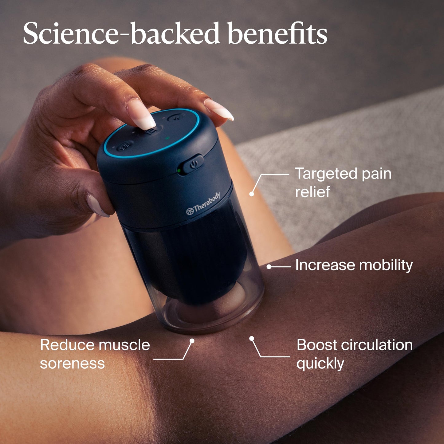 TheraCup Portable Cupping Massage Therapy for Localized Muscle Tension Relief and Blood Circulation in Back, Shoulders, Legs and Body - Smart Cupping Therapy with ThermaVibration Technology (Single)