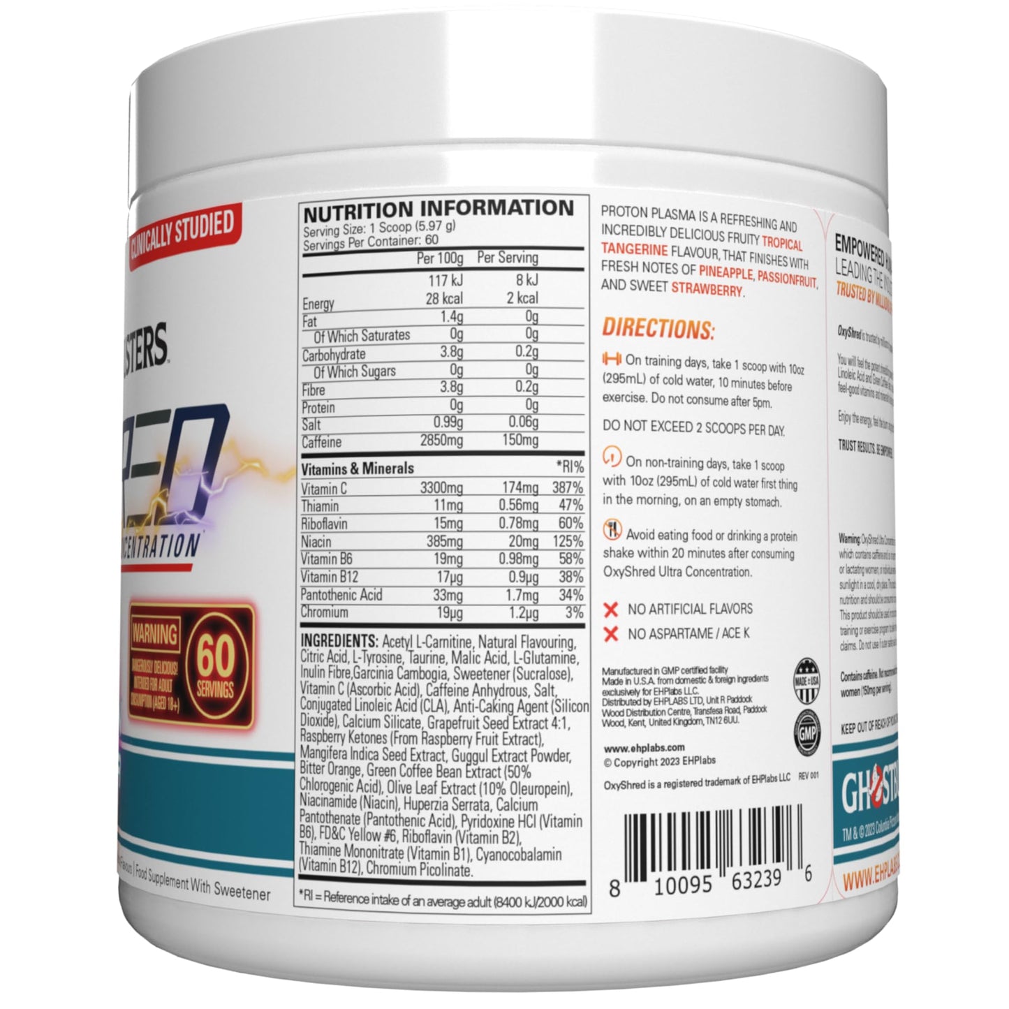 EHPlabs x Ghostbusters OxyShred Pre Workout Powder & Shredding Supplement - Preworkout Powder with L Glutamine & Acetyl L Carnitine, Energy Boost Drink- Proton Plasma, 60 Servings