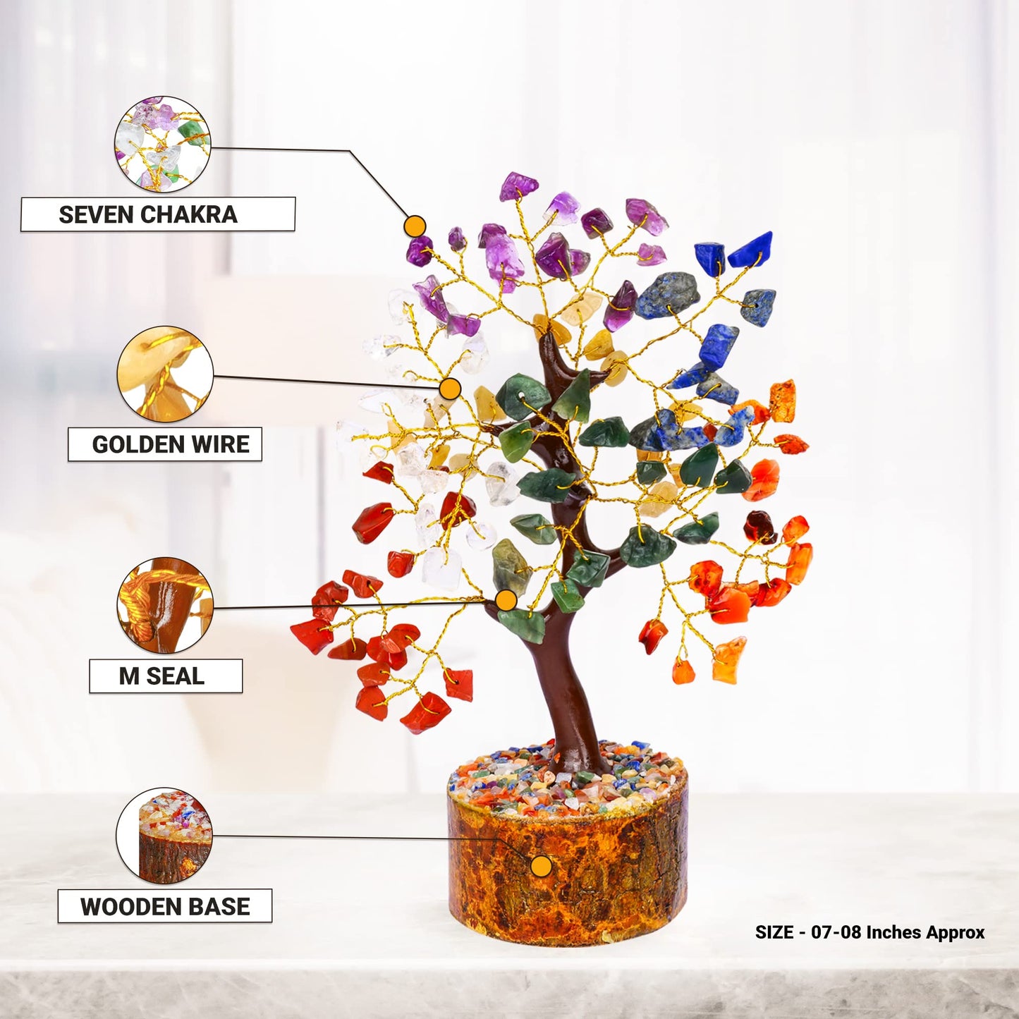 Healing Stones Tree - Chakra Stones - Feng Shui Decor - Meditation Accessories - Spiritual Gifts