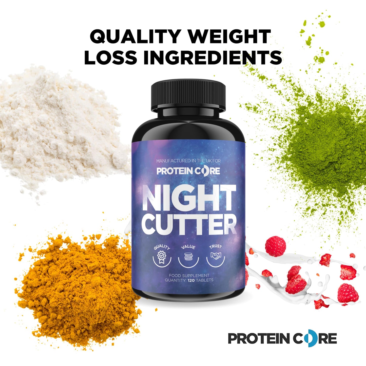 Night Cutter Fat Burner Tablets Fast Weight Loss Tabs Non-Stimulant Lose Weight Management Quick Pills - UK Made - 2 Months Supply (120)