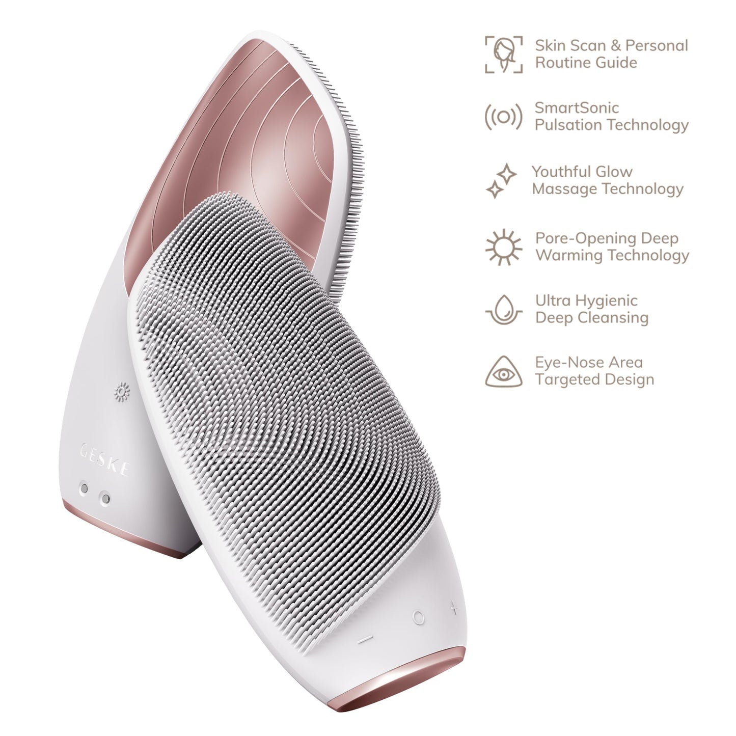 GESKE SmartAppGuided™ Sonic Thermo Facial Brush | 6 in 1 | skin cleansing | cleansing brush with thermal function | facial massager | electric facial brush | facial cleansing device