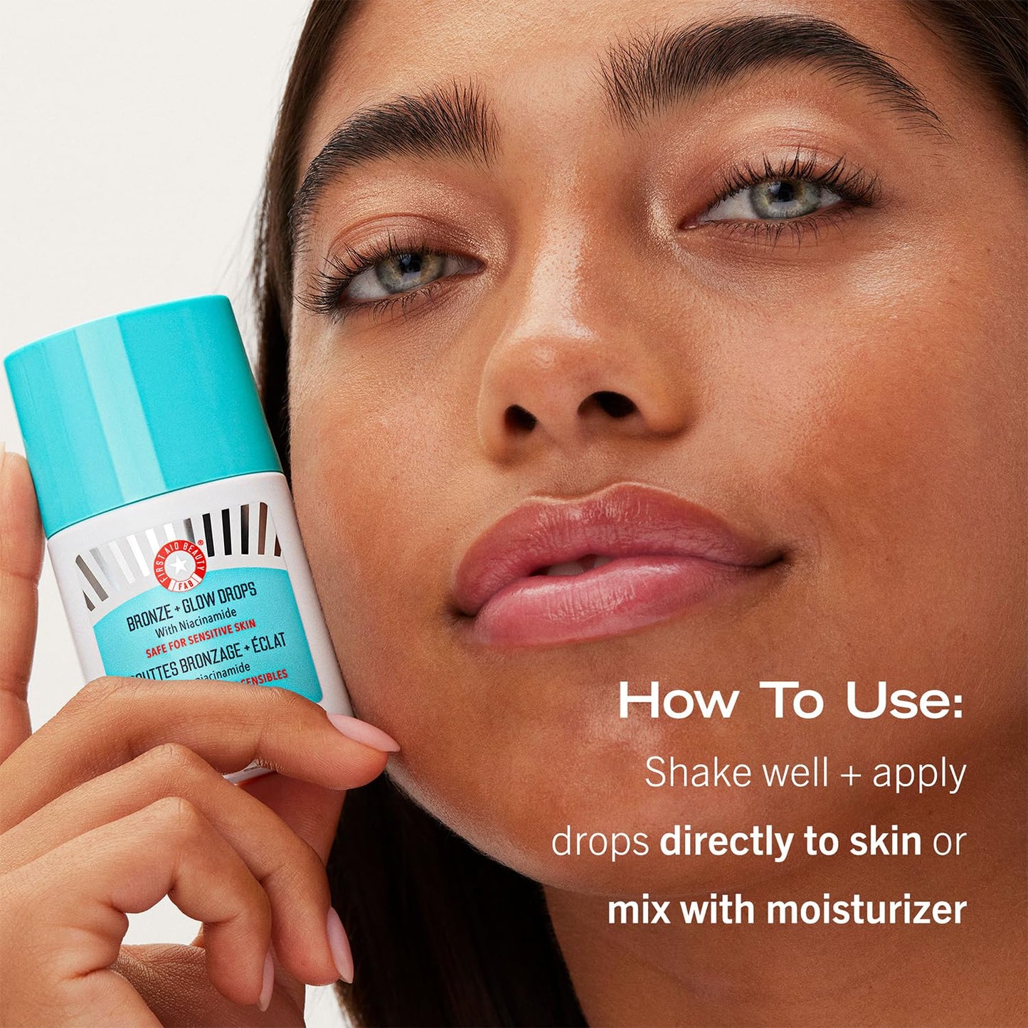 First Aid Beauty - Bronze + Glow Drops with Niacinamide, Visibly Evens Skin Tone, Blurs Pores and Hydrates for 24 hours with a Bronze Kiss of Color, Non-Comedogenic, Safe for Sensitive Skin, 30 mL