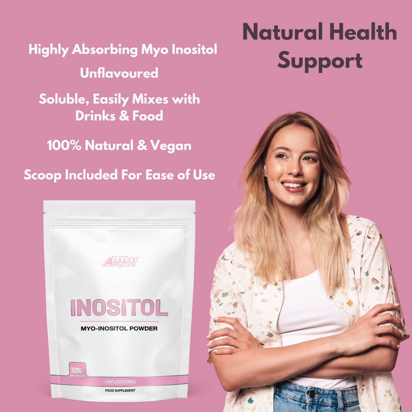 Inositol (Myo-Inositol) Powder 300g | Premium Myo Inositol Powder - Supports Women with PCOS - Promotes Hormonal Balance & Normal Ovarian Function