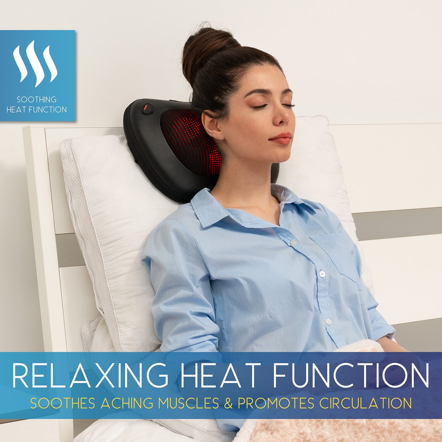 COMFORT SUPPLIES Back Massager, Neck Massage, Shiatsu Pillow with Heat, Deep Tissue Kneading Massager for Neck, Back, Shoulder, Legs, Electric, Muscle Pain Relax, Gifts for Women Men Mum Dad Him Her