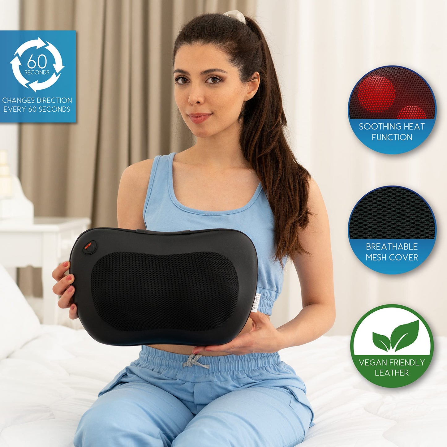 COMFORT SUPPLIES Back Massager, Neck Massage, Shiatsu Pillow with Heat, Deep Tissue Kneading Massager for Neck, Back, Shoulder, Legs, Electric, Muscle Pain Relax, Gifts for Women Men Mum Dad Him Her