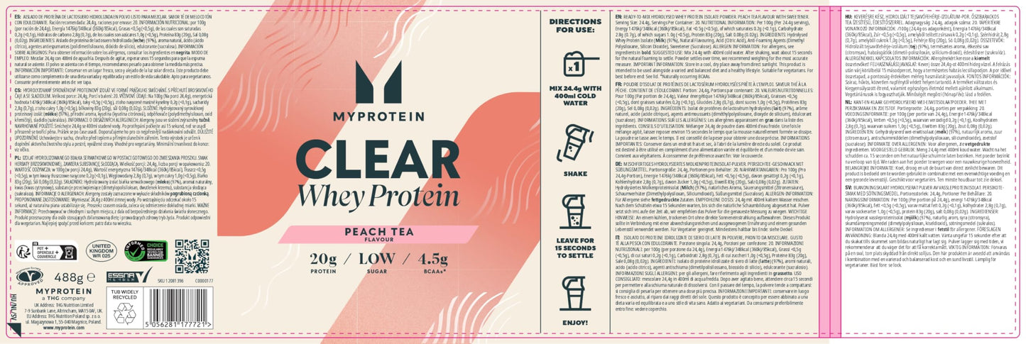 MyProtein Clear Whey Isolate Peach Tea 488 g | TRYTLION