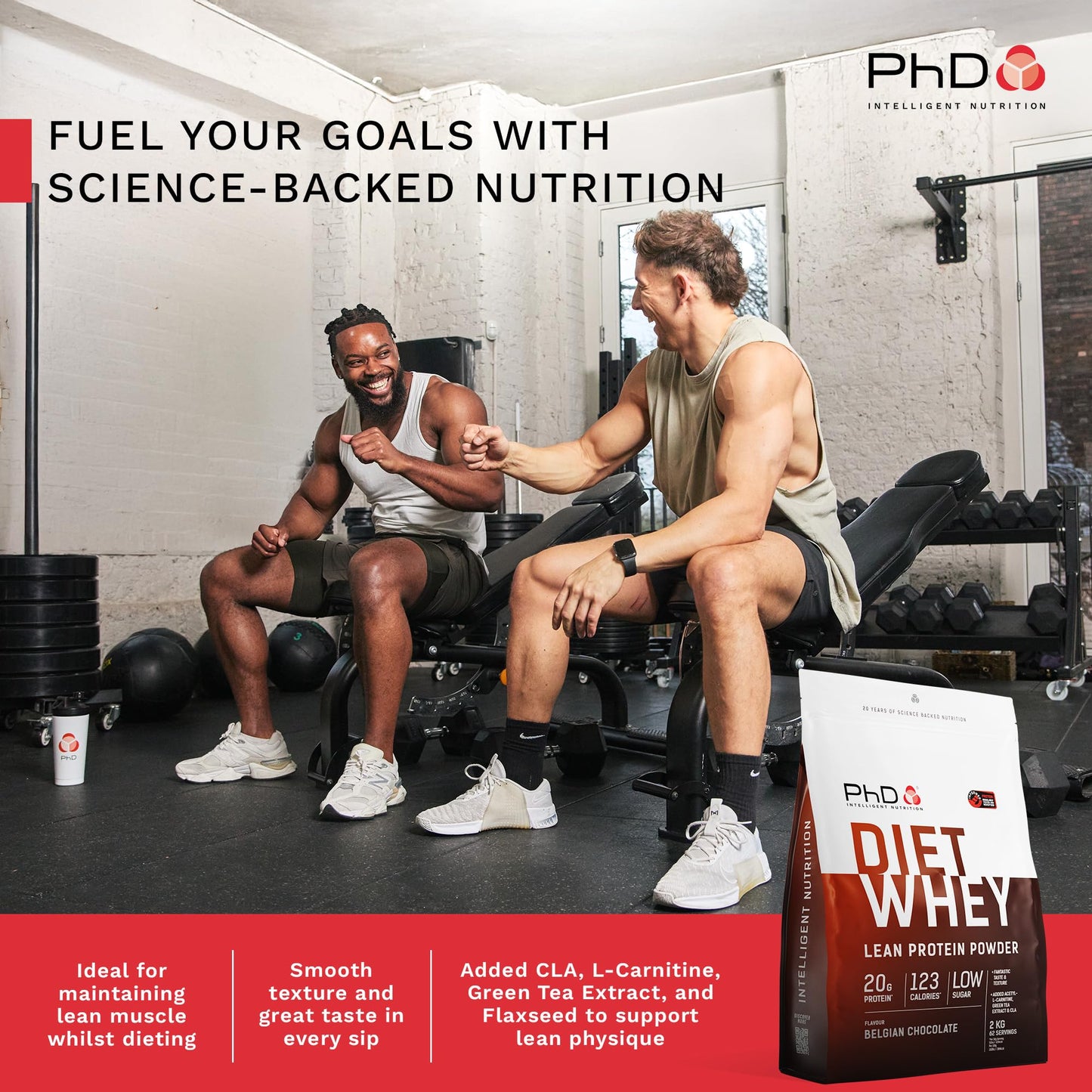 PhD Nutrition Diet Whey High Protein Lean Matrix, Belgian Chocolate Whey Protein Powder, High Protein, 80 Servings Per 2 kg Bag [Package May Vary]