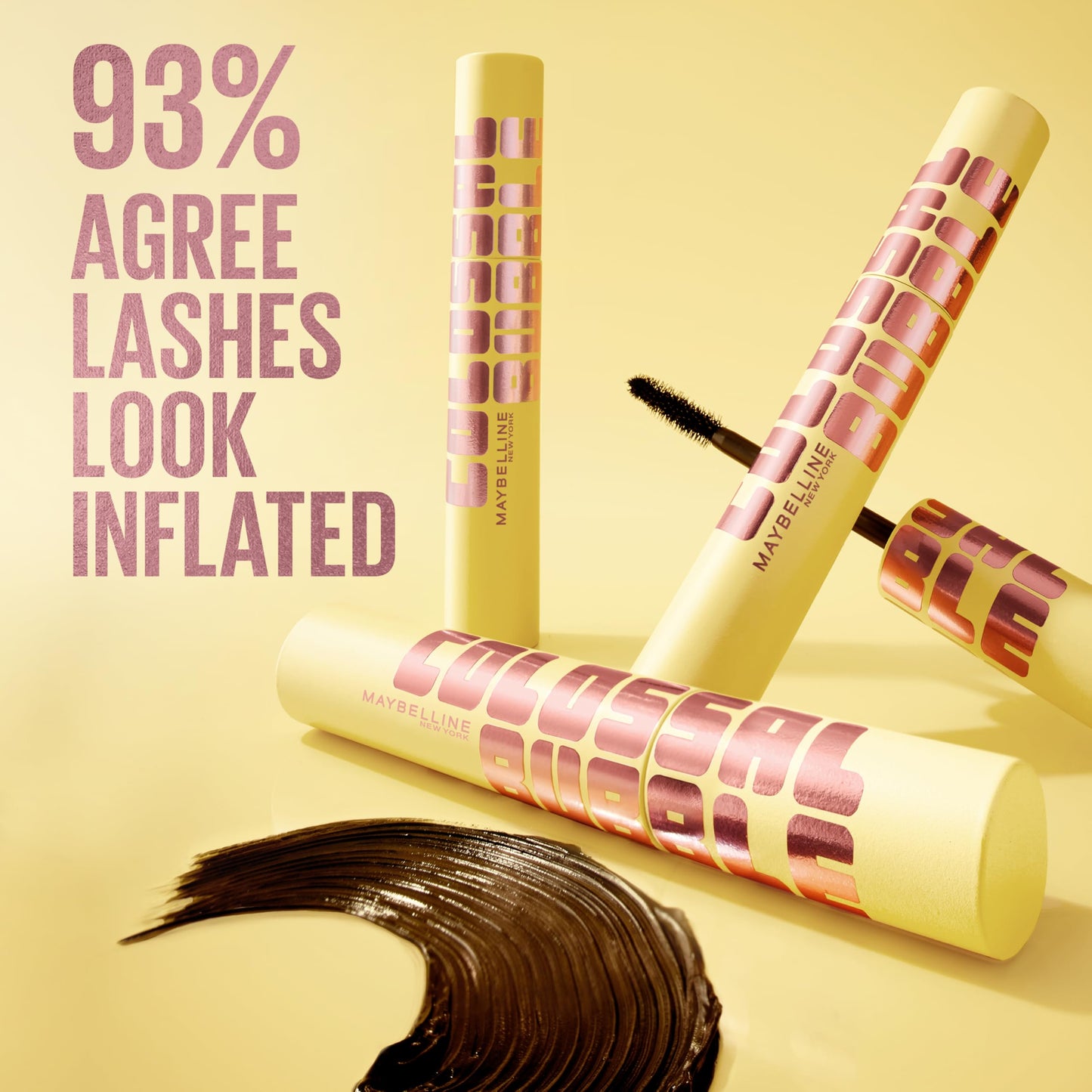 Maybelline New York Colossal Bubble Mascara, buildable & lightweight formula, with an inflator comb brush for separated & sleek lashes (Shade: Very Black)