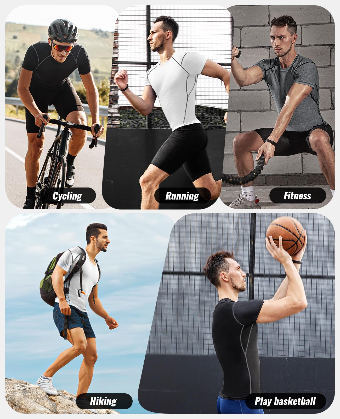 Niksa 3 Pack Compression Tops for Men Short Sleeve Mens Running Top Mesh Design Quick Dry Base Layer Top for Gym Sports Fitness Workout Cycling,Training, Black and Grey,XL