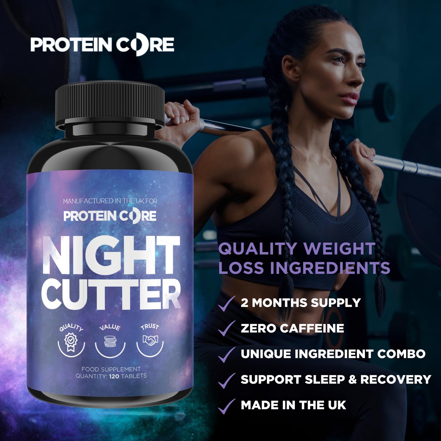 Night Cutter Fat Burner Tablets Fast Weight Loss Tabs Non-Stimulant Lose Weight Management Quick Pills - UK Made - 2 Months Supply (120)