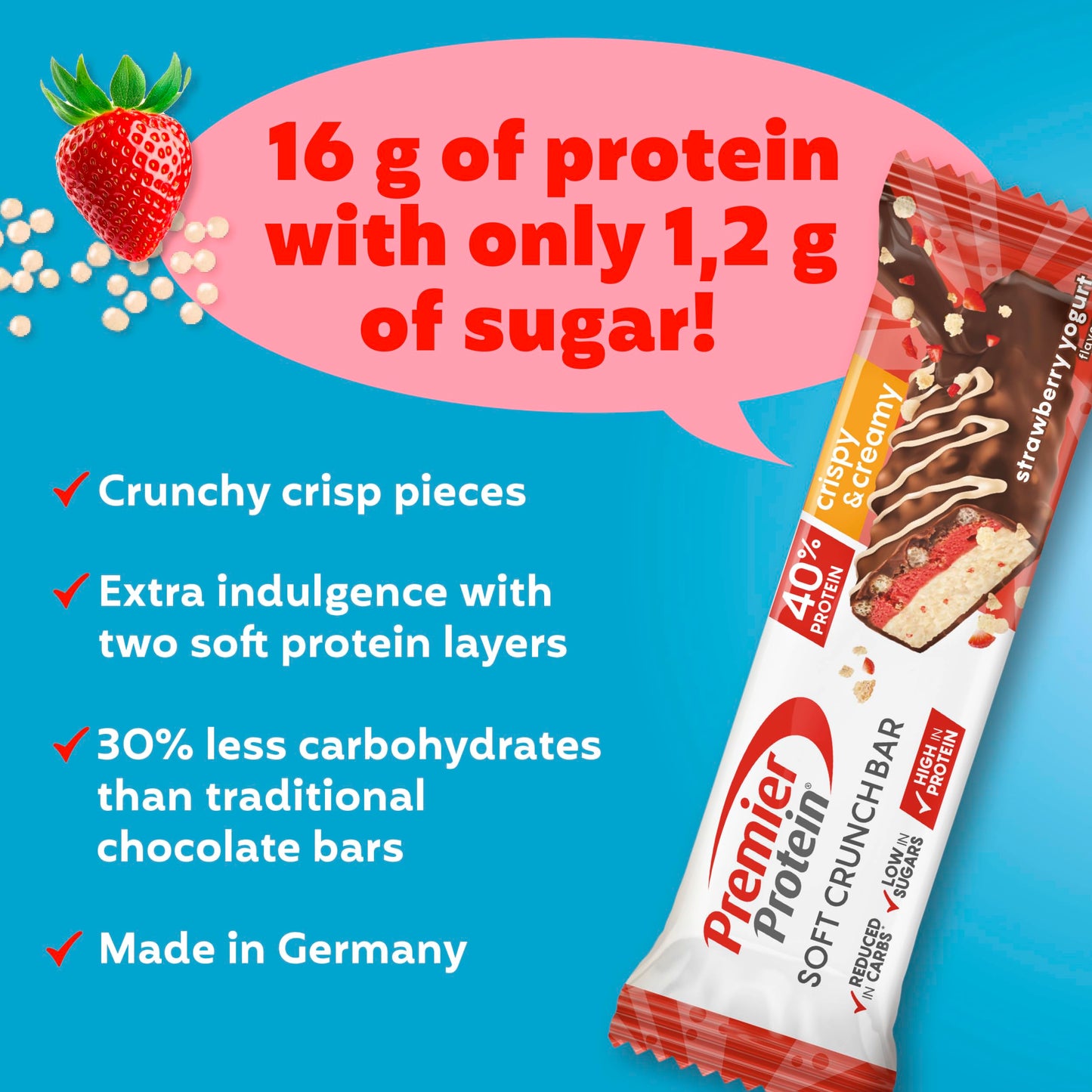 Premier Protein Soft Crunch Bar Strawberry Yogurt – 12×40 g | TRYTLION
