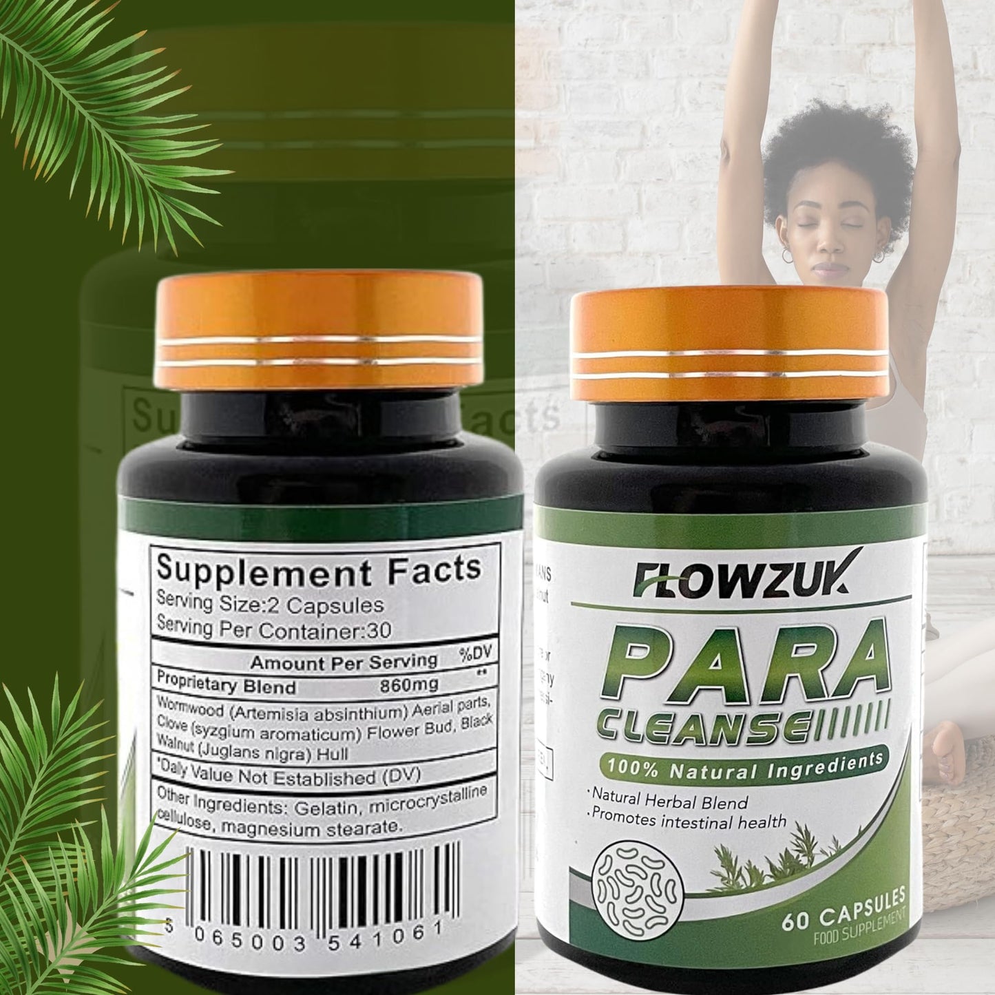 Organic Wormwood Clove and Black Walnut Gut Support Colon Detox for Humans Health Intestinal Strong Natural Cleanse by Flowzuk Capsules
