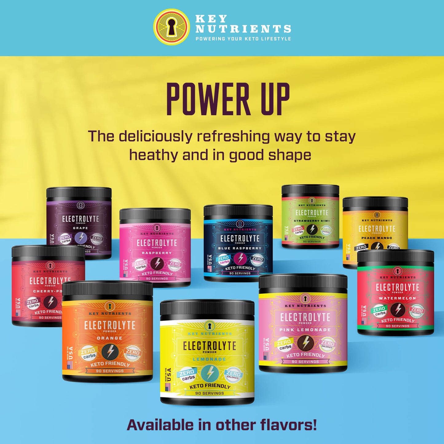 Key Nutrients Electrolytes Powder - Multivitamin & Minerals Electrolytes Powder - 90 Servings of Refreshing Lemonade - Hydration Powder - Supercharged Rehydration Sachets with 16 Vitamins & Minerals