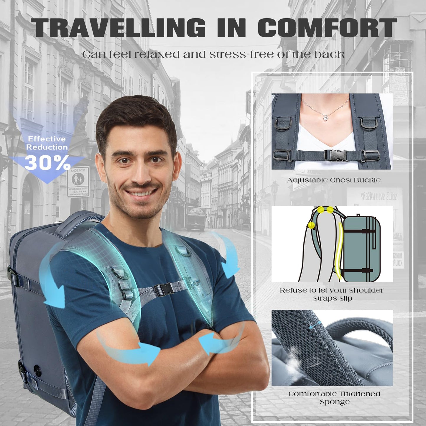 Xkdoai Cabin Bags 40x20x25 for Ryanair, Small Underseat Carry On Travel Backpack Casual Hand Luggage Flight Loptop Bags for Women Men Cabin Size Rucksack