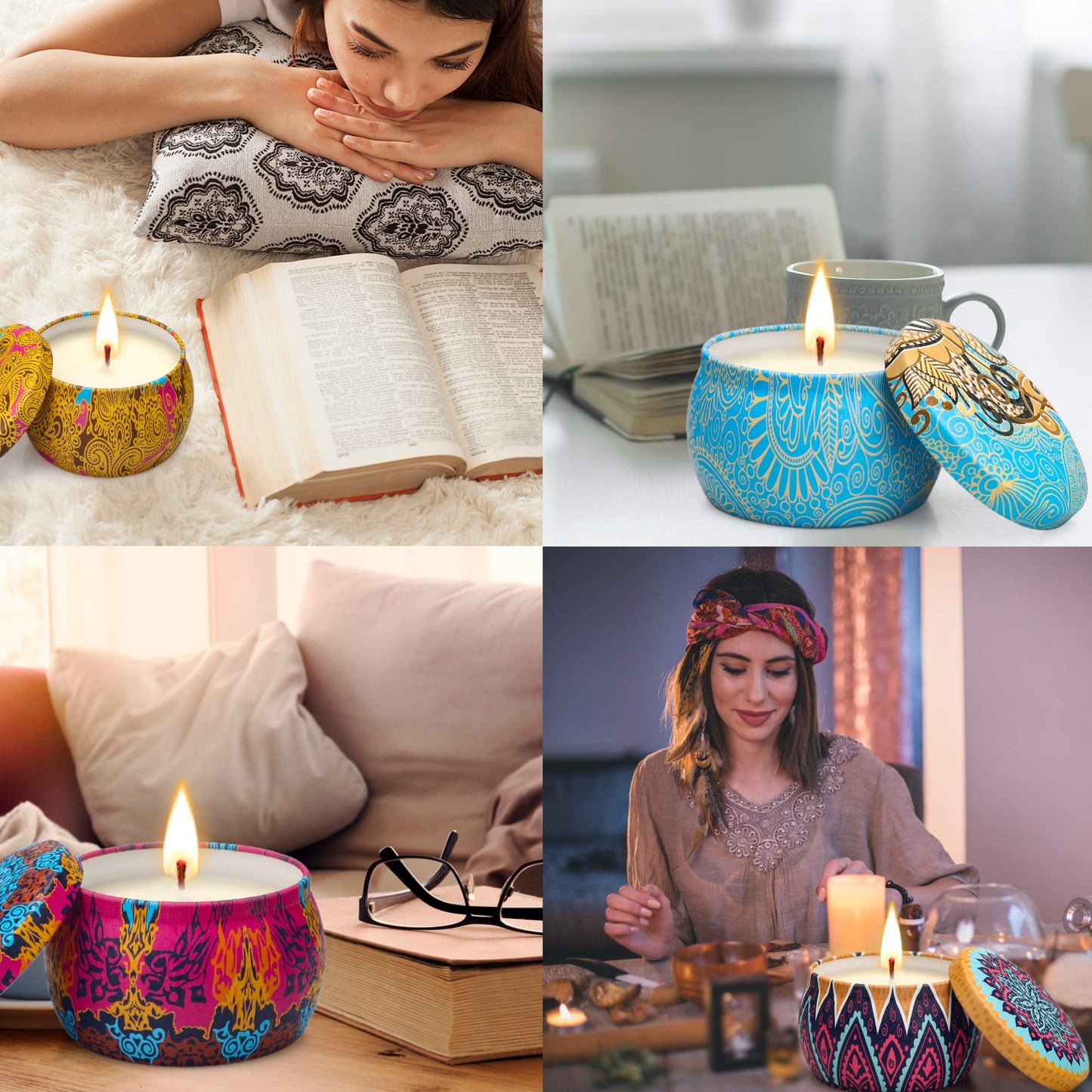 YMing Candles Gift Set for Women,17.6 Oz Long Burning Candle Gifts for Home Scented,Soy Wax Aromatherapy Candle Gift for Woman Friends, Tin Present for Mother's Day,Birthday,Eid,Anniversary