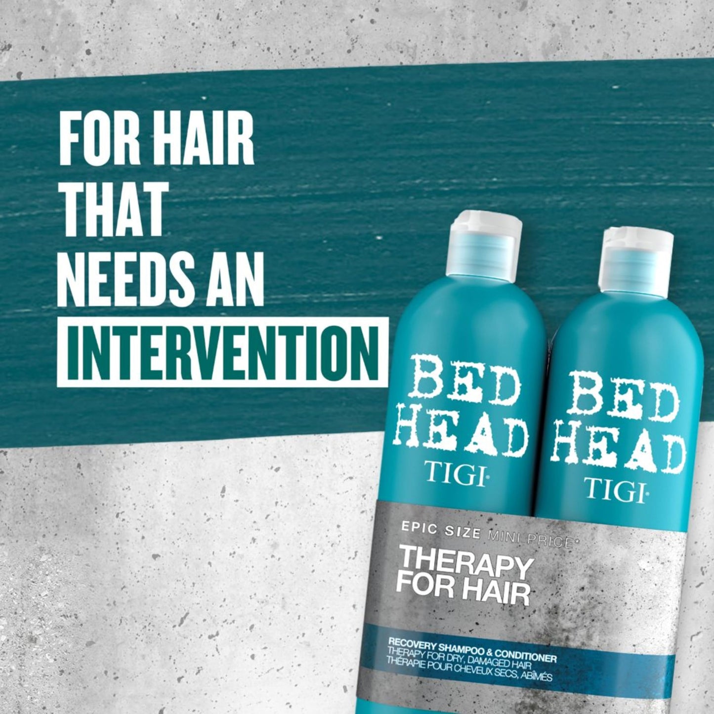 Bed Head by TIGI | Recovery Shampoo and Conditioner Set | Professional Moisturising Hair Repair Treatment | Ideal For Dry And Damaged Hair | 750 ml ( Pack of 2)