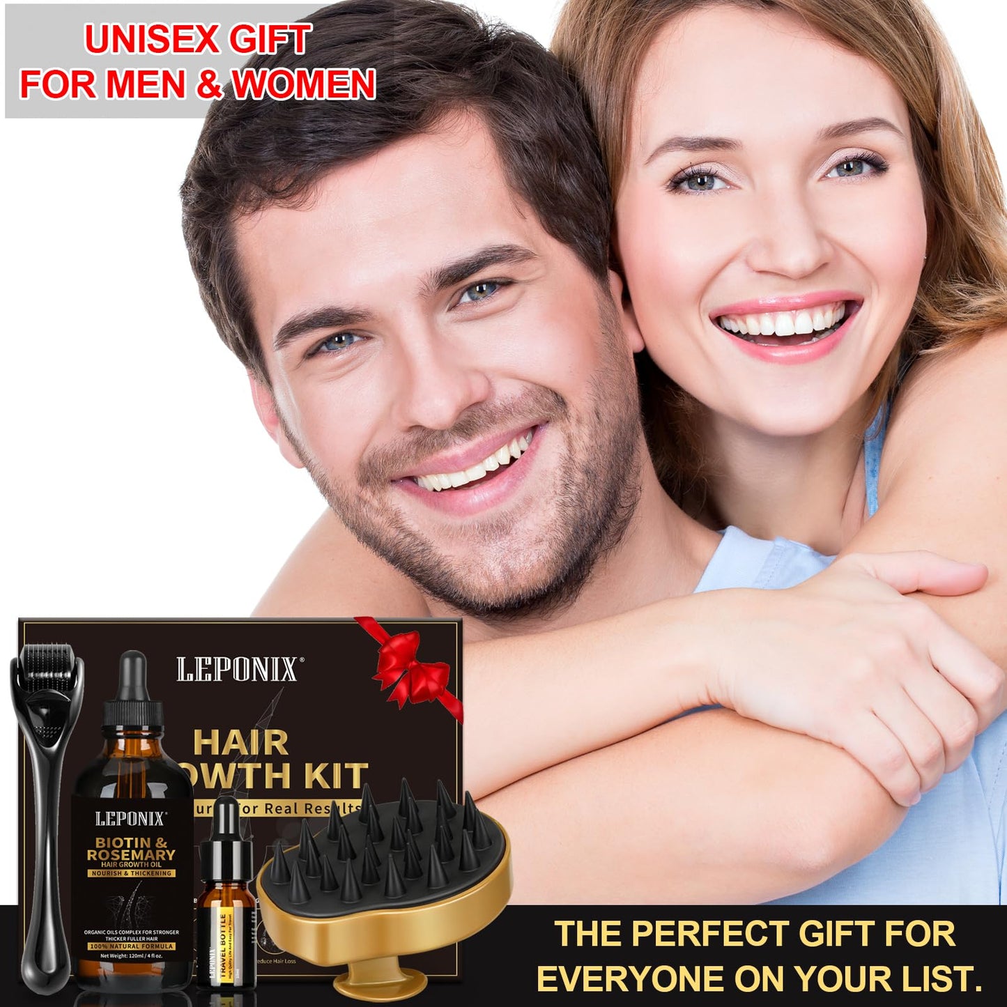 Rosemary Oil for Hair Growth, 120ml Diluted Rosemary Oil Hair Growth Serum with Derma Roller & Scalp Massager Hair Thickening Products Hair Loss Treatment for Men Women, Stocking Fillers