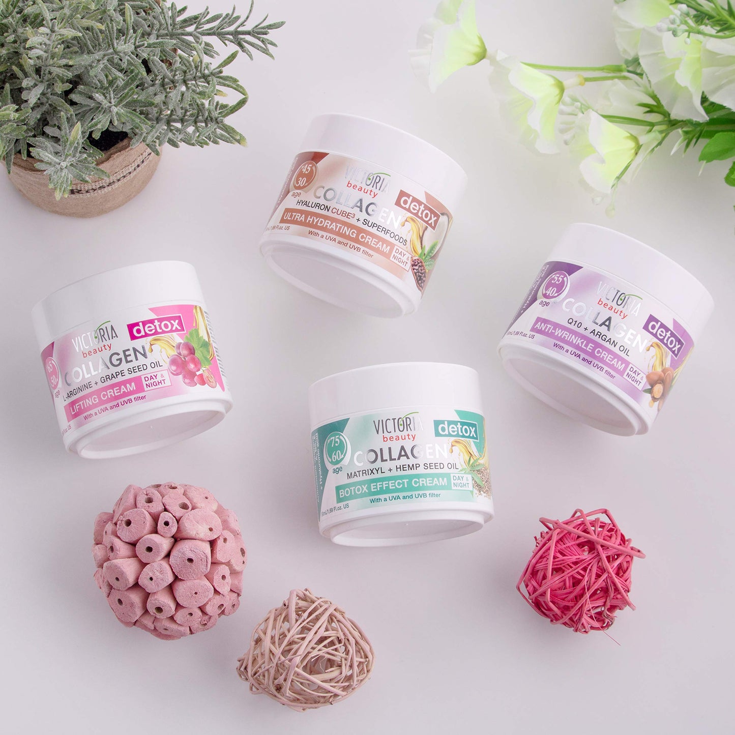 Victoria Beauty Face Cream for Mature Skin (Age 40-55) - Day and Night Anti Aging Anti Wrinkle Moisturiser with Collagen, Q10 and Argan Oil - UVA/UVB Filter, 50ml