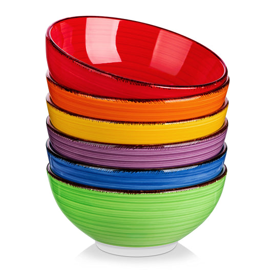 vancasso Bonita Cereal Bowls Set of 6, 27 Oz Ceramic Soup Bowls, Serving Bowls for Salad, Noodle, Porridge, Rice, Dishwasher & Microwave Safe, Warm Color