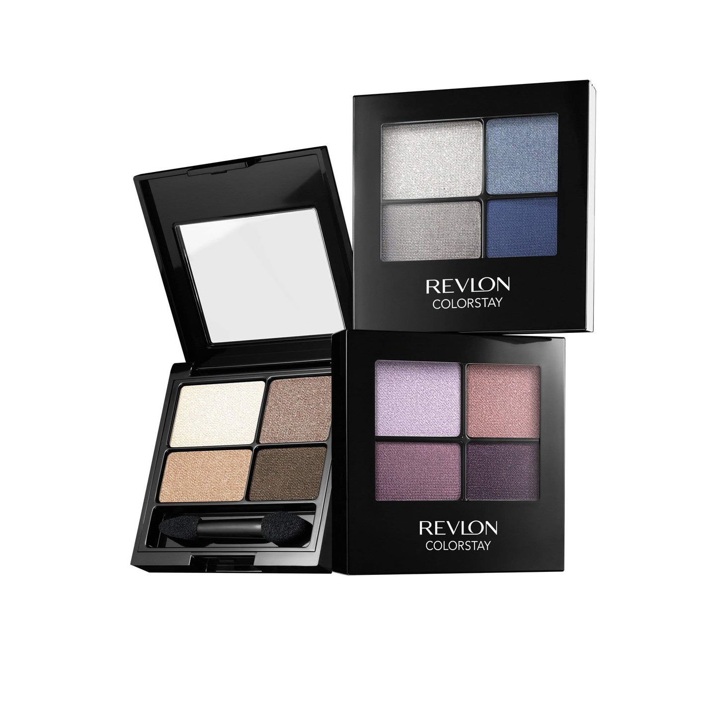 Revlon ColorStay 16 Hour Eyeshadow Quad with Dual-Ended Applicator Brush, Longwear, Intense Color Smooth Eye Makeup for Day & Night, Addictive (500)