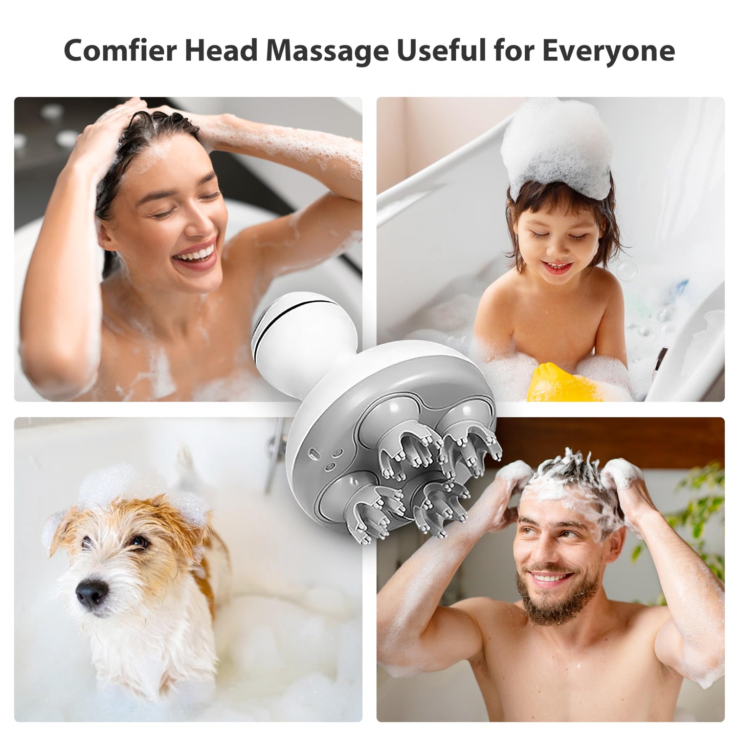 COMFIER Cordless Hair Scalp Massager, Electric Head Massager with Kneading 84 Massage Nodes, Handheld Portable Head Scratcher Massager for Hair Growth, Deep Clean and Stress Relax, Gifts for Women Men