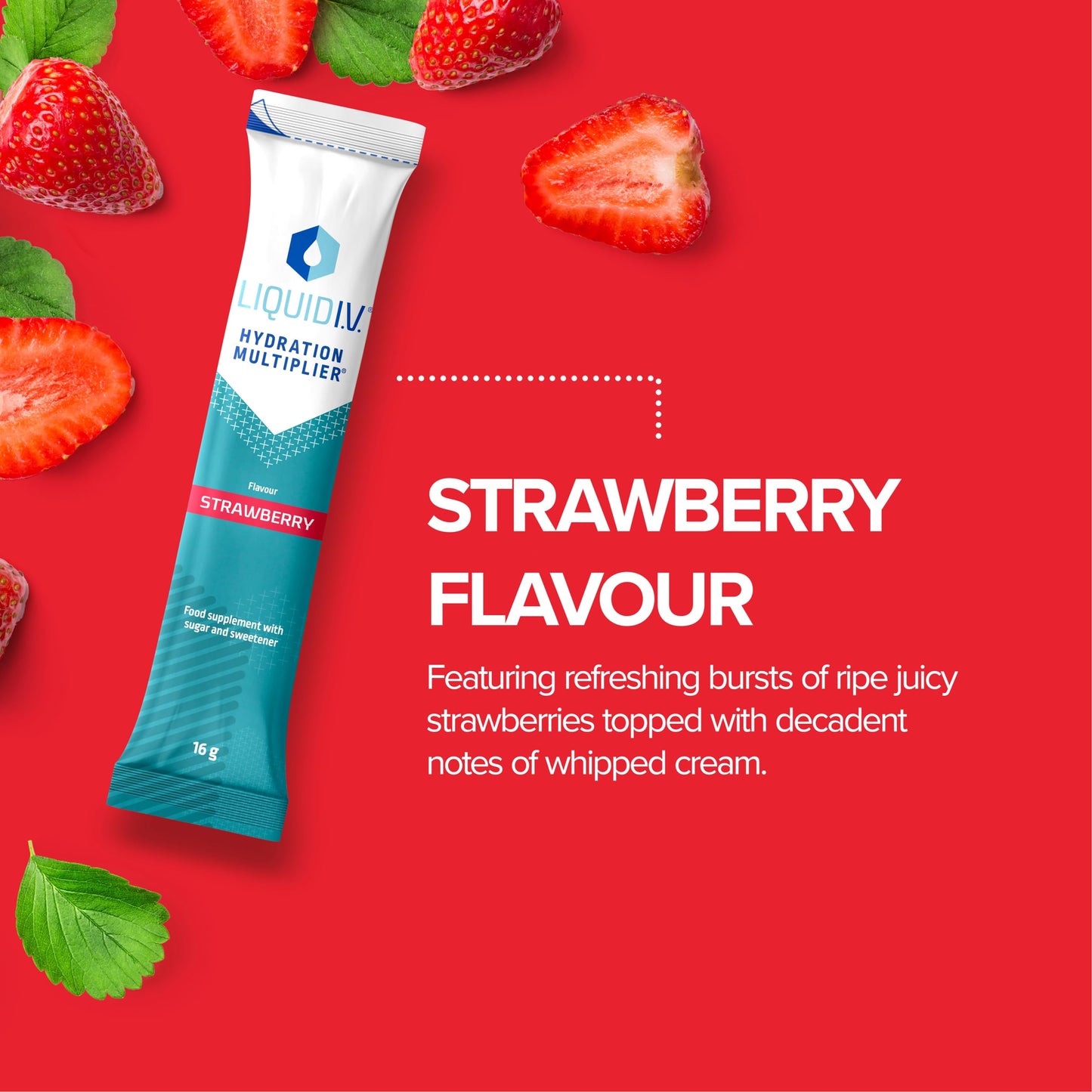 Liquid I.V. Hydration Sachets | Strawberry | Electrolyte Powder Mix | 1 Pack (15 Sticks) | 7 Vitamins and Minerals | Vegan
