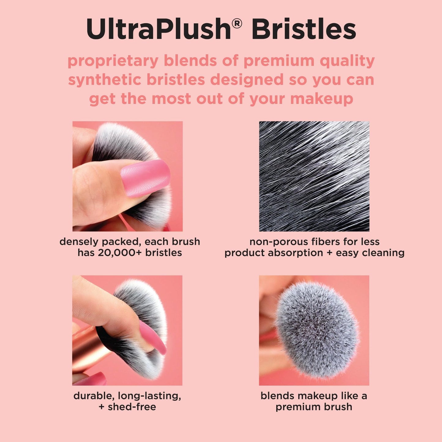 Real Techniques Travel Fantasy Mini Brush Kit, Makeup Brushes For Eyeshadow, Highlight, Contour, Powder, and Concealer, Travel-Sized Brushes and Cosmetic Bag, Synthetic Bristles, 11 Piece Set