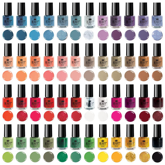 Beauty4Britain Nail Polish Varnish Set 48 Modern Colours + 2 Nail Art Sticker Sets + 2 Display Boxes