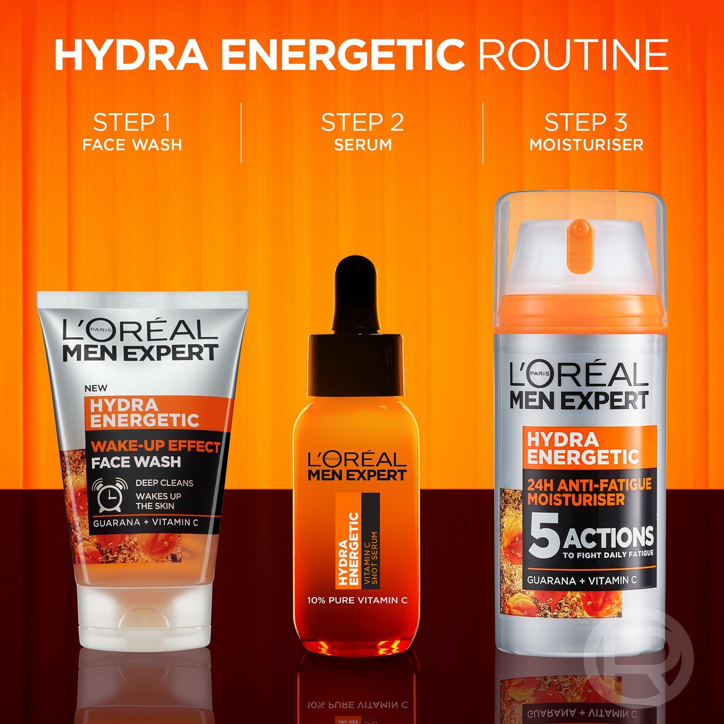L’Oréal Paris Men Expert Wake-up Effect Face Wash 100ml, Hydra Energetic Face Wash With Vitamin C*, for Dull and Tired-Looking Skin, Cleanses Pores and Energises Skin