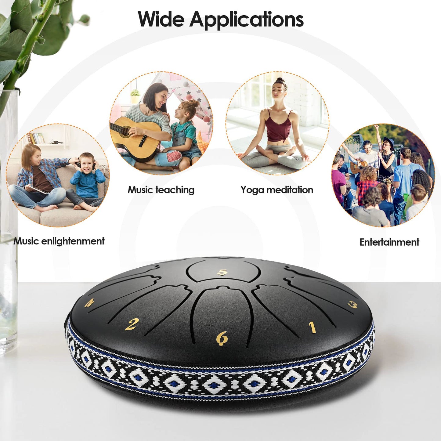 Do-Electr Steel Tongue Drum 6 Inch 11 Tone Tongue Drum Disc Drum, Steel Pan Tones Drum Hand Pan Drum with Pocket, Fingerpick, and mallets for Meditation Yoga Sound Healing